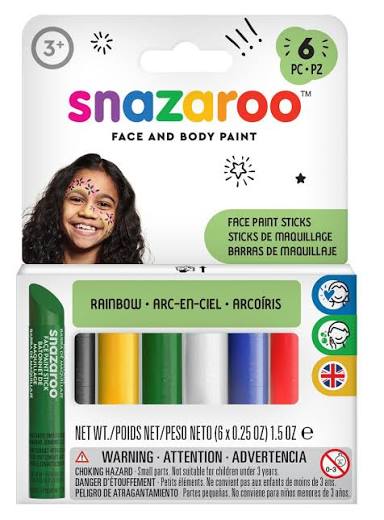 Snazaroo Makeup Sticks Rainbow, 6 Per Set