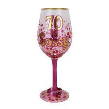 70 is Sassy Lolita Hand-Painted Wine Glass in Gift Packaging