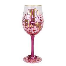 40 Is Flirty Lolita Hand-Painted Wine Glass in Gift Packaging