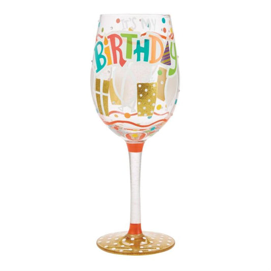 It's My Birthday Lolita Hand-Painted Wine Glass in Gift Packaging