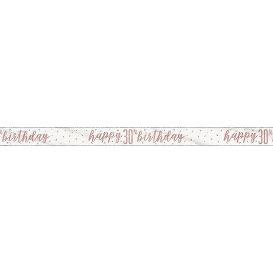 1 9Ft Glitz Rose Gold Foil Banner " Happy 30Th Birthday"