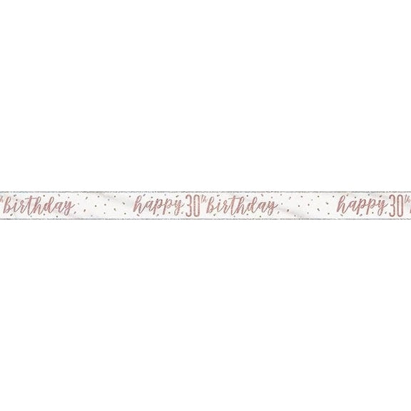 1 9Ft Glitz Rose Gold Foil Banner " Happy 30Th Birthday"