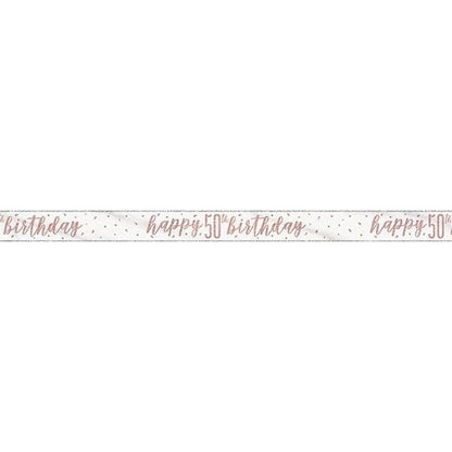 1 9Ft Glitz Rose Gold Foil Banner " Happy 50Th Birthday"