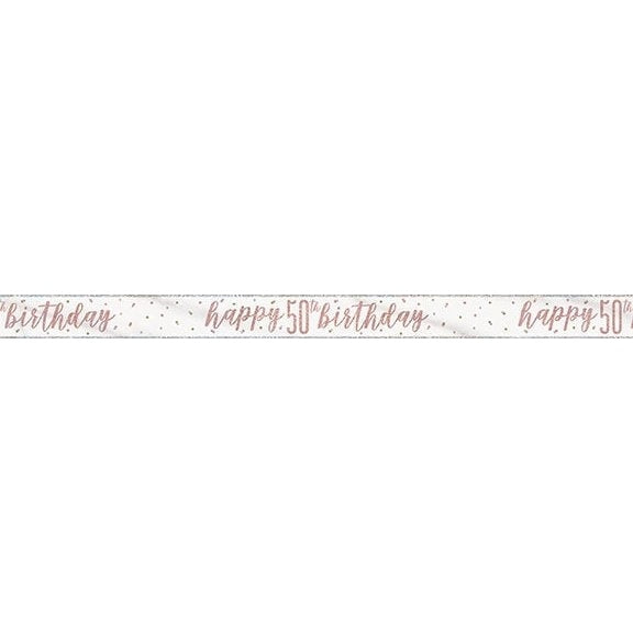 1 9Ft Glitz Rose Gold Foil Banner " Happy 50Th Birthday"