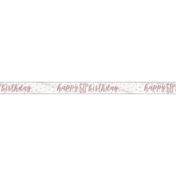 1 9Ft Glitz Rose Gold Foil Banner " Happy 60Th Birthday"