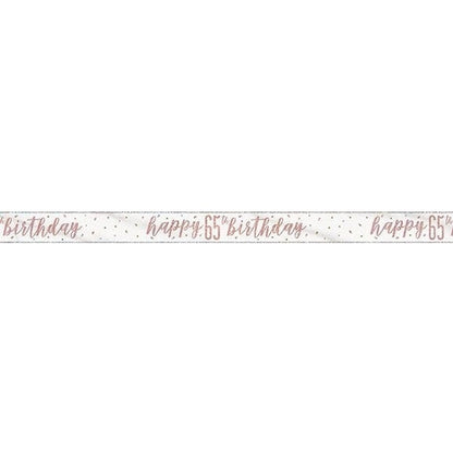 1 9Ft Glitz Rose Gold Foil Banner " Happy 65Th Birthday"
