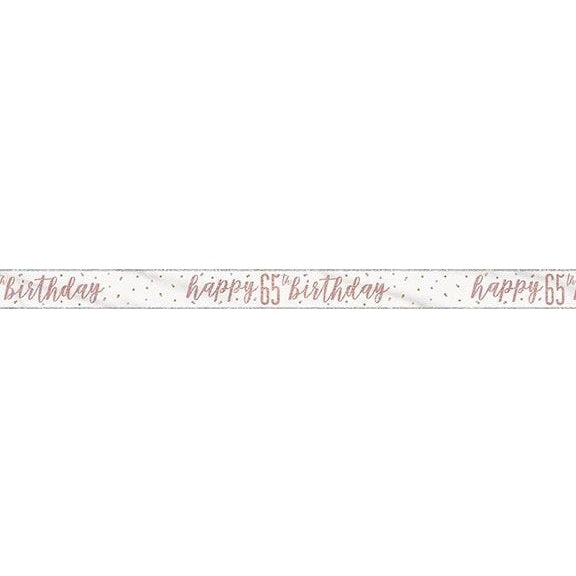 1 9Ft Glitz Rose Gold Foil Banner " Happy 65Th Birthday"