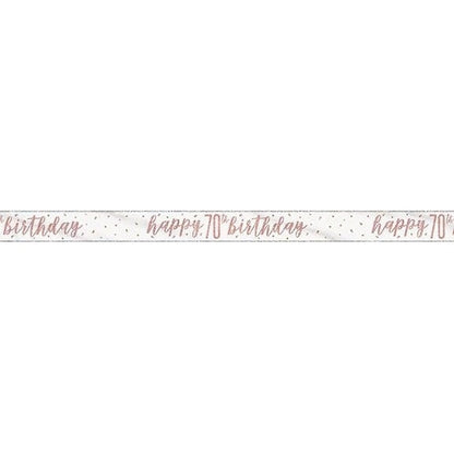 1 9Ft Glitz Rose Gold Foil Banner " Happy 70Th Birthday"