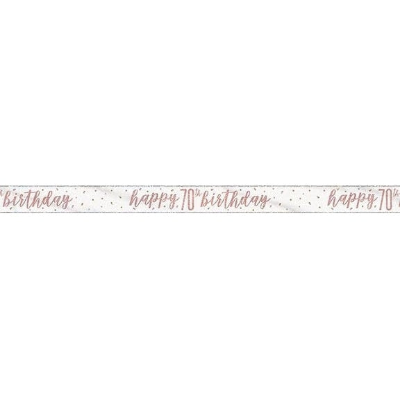1 9Ft Glitz Rose Gold Foil Banner " Happy 70Th Birthday"