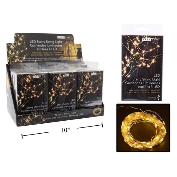 100 Led Starry String Lights Usb Powered 33'