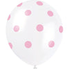 12" Latex Balloons, 6 Count - Lovely Pink Dots