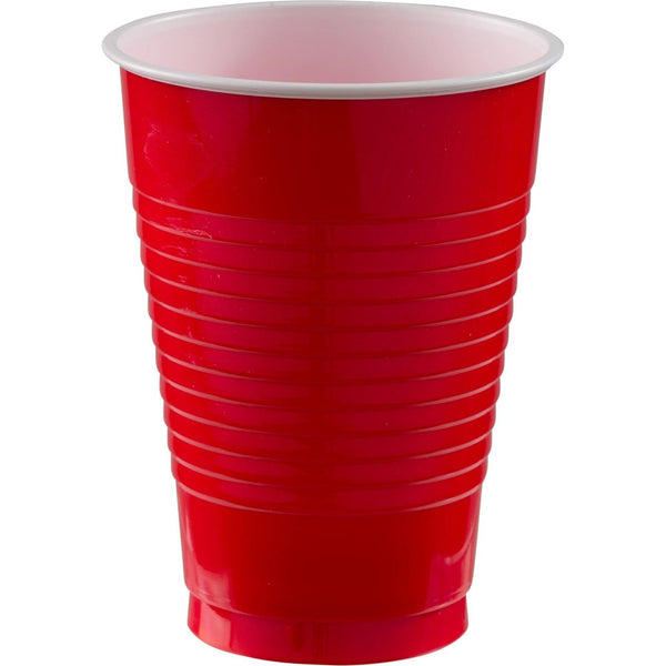 12 Oz. Plastic Cups, 20 Count. - Apple Red