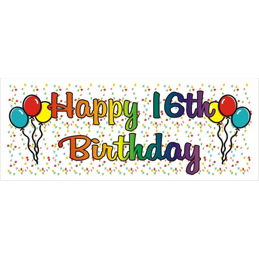 16Th Birthday Balloons Banner