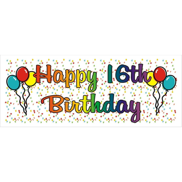 16Th Birthday Balloons Banner