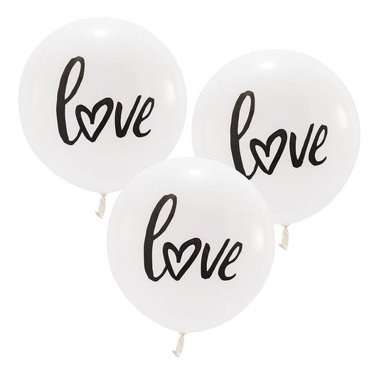 17" Large White Round Wedding Balloons - "Love"