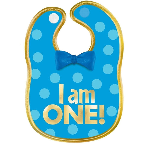 1St Birthday Blue Fabric Bib