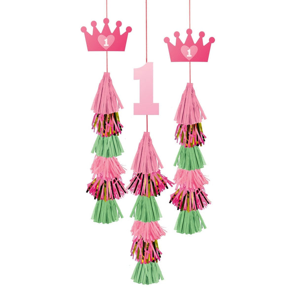 1St Birthday Pink Dangle Decorations Value Pack