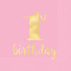 1St Birthday Premium Pink Hot Stamped Luncheon Napkins