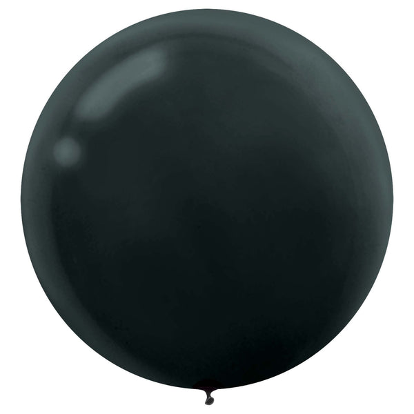 24" Round Latex Balloons - Black 4 Count