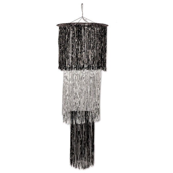 3-Tier Shimmering Chandelier Black & Silver 1-Ply