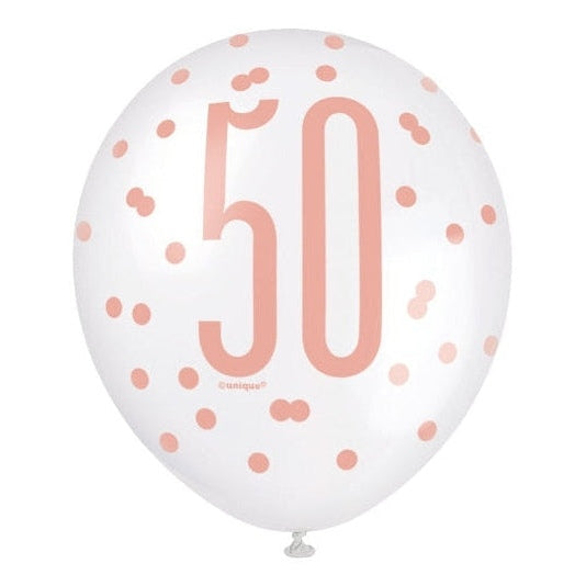 6 12" Rose Gold Latex Balloons 50