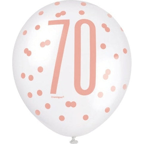 6 12" Rose Gold Latex Balloons 70