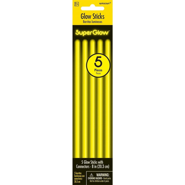 8" Yellow Glow Sticks