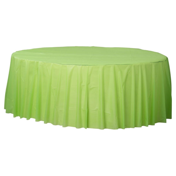 84" Round Plastic Table Cover - Kiwi
