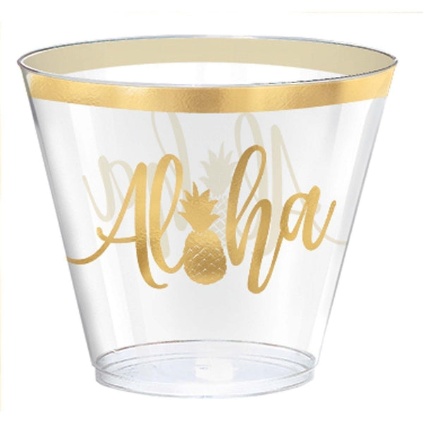 Aloha Hot-Stamped Plastic Tumblers, 9 Oz.
