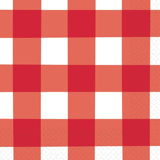 American Summer Red Gingham Luncheon Napkins