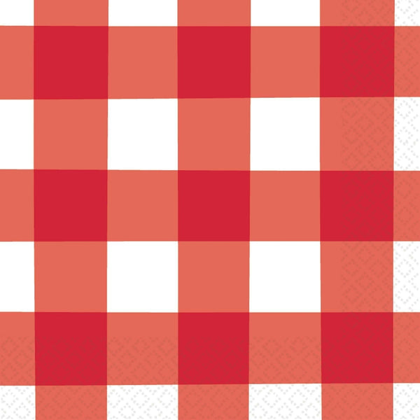 American Summer Red Gingham Luncheon Napkins