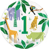 Animal Safari 1St Birthday Round 9" Dinner Plates, 8 Count
