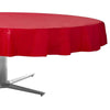 Apple Red Round Plastic Table Cover, 84"