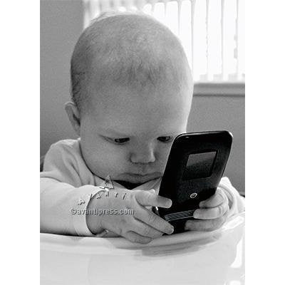 Avanti Baby With Cell Phone Birthday Greeting Card
