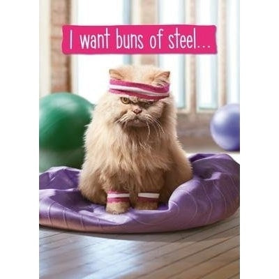 Avanti Cranky Exercise Cat New Verse Almost Funny Greeting Card