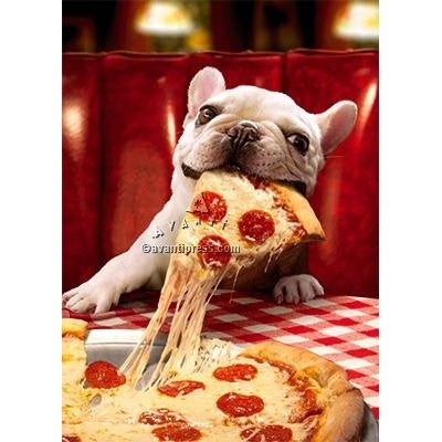 Avanti Dog With Cheesy Pizza Slice Birthday Greeting Card