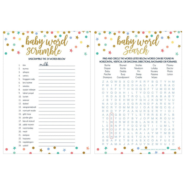 Baby Shower 2-In-1 Word Game