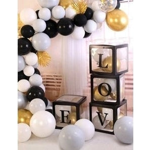 Balloon Box - Love Blocks Black 12X 12X 12 4 Count