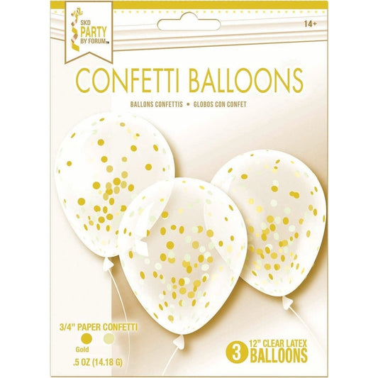 Balloon - Confetti 3 Count Gold