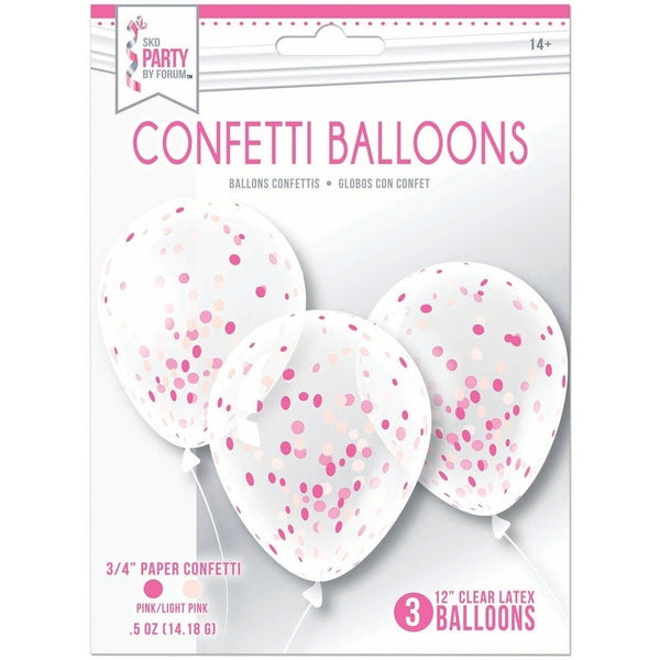 Balloon - Confetti 3 Count Pink Mix