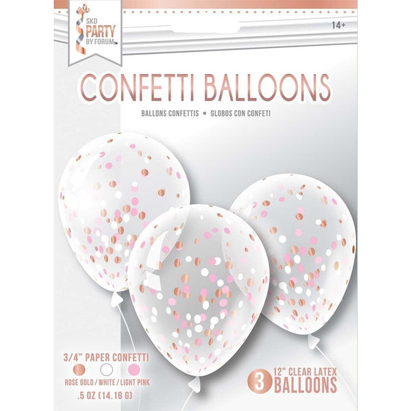 Balloon - Confetti 3 Count Rose Gold Mix