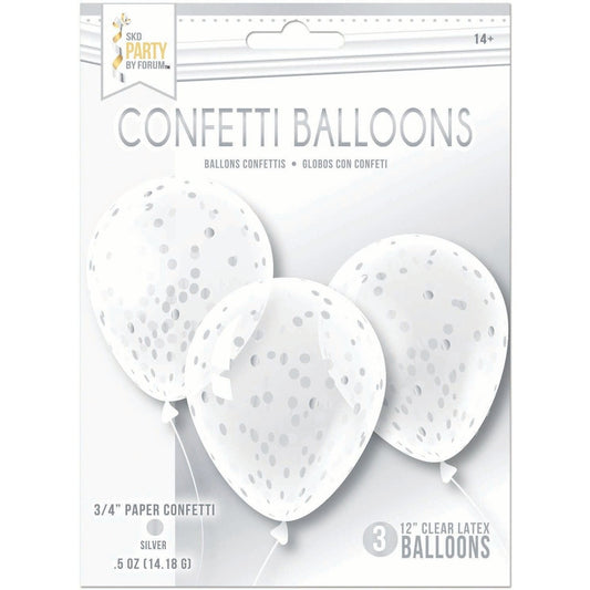 Balloon - Confetti 3 Count Silver