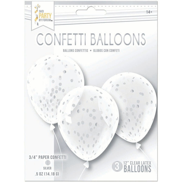 Balloon - Confetti 3 Count Silver