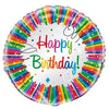 Rainbow Ribbons Birthday Round Foil Balloon 18", Packaged