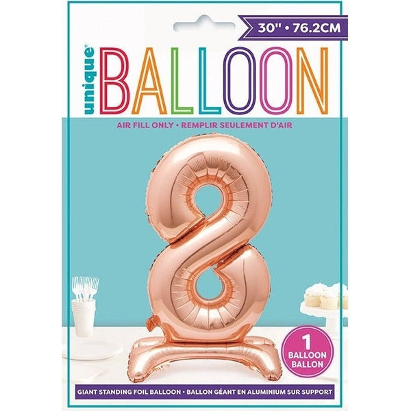 Rose Gold Number Shaped Standing Foil Balloon 30" 8