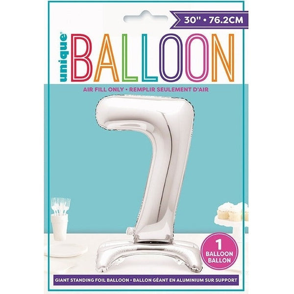 Silver Number Shaped Standing Foil Balloon 30" 7