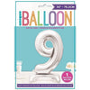Silver Number Shaped Standing Foil Balloon 30" 9