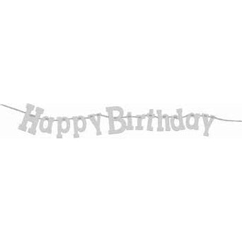 Banner - 11" Diamond Happy Birthday Silver