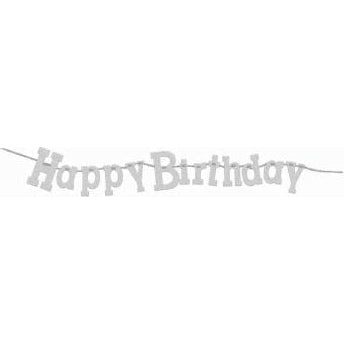 Banner - 4" Happy Birthday Silver