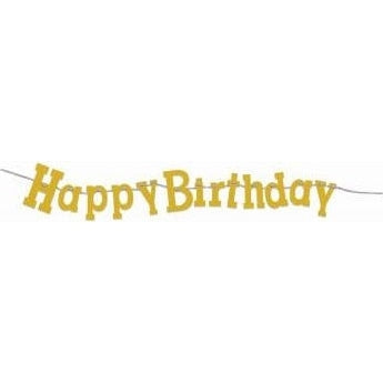 Banner - 7" Diamond Happy Birthday Gold